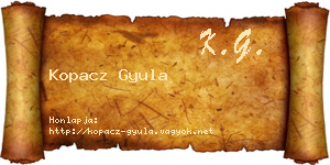 Kopacz Gyula névjegykártya